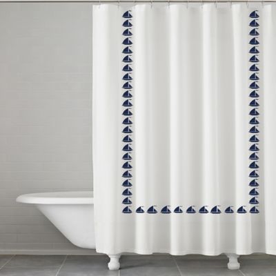 navy and gray shower curtain