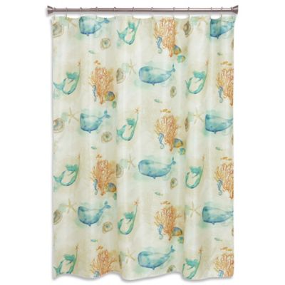 blue coral shower curtain