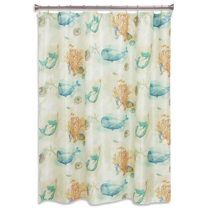 Bacova Sea Splash Shower Curtain In Blue Coral Bed Bath And