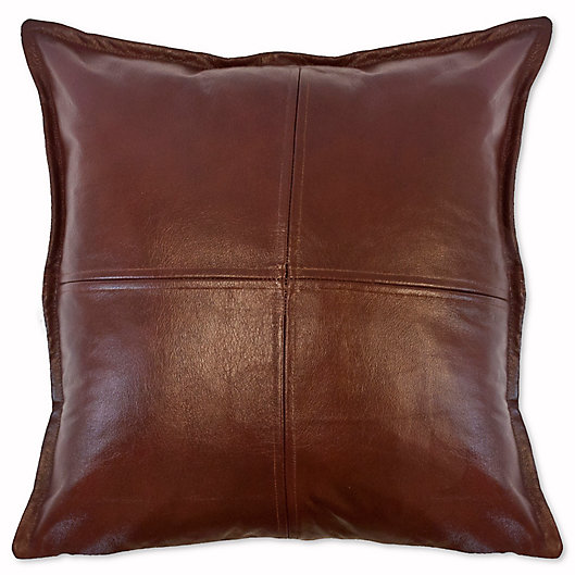 Alternate image 1 for Austin Horn Classics Dakota Faux Leather Square Throw Pillow in Brown