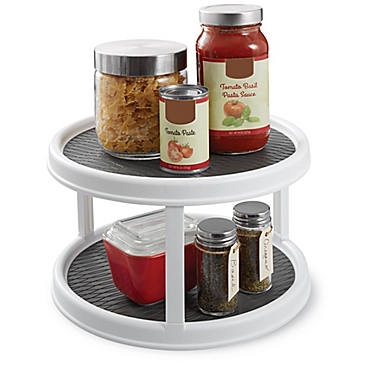 Cupboard Organizers 2-Tier Lazy Turntable Rotating Kitchen Turntable Non-Skid Tiered Spice Organizer 