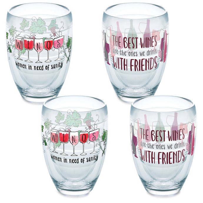 Tervis Wine With Friends 9 Oz Stemless Wine Glasses Set Of 4 Bed Bath Beyond