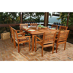 Amazonia Milano 9-Piece Square Eucalyptus Wood Outdoor Patio Dining Set