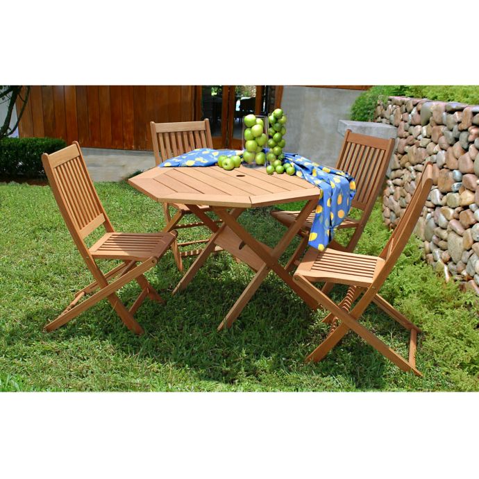 Amazonia Milano 5 Piece Octagon Eucalyptus Wood Outdoor Patio