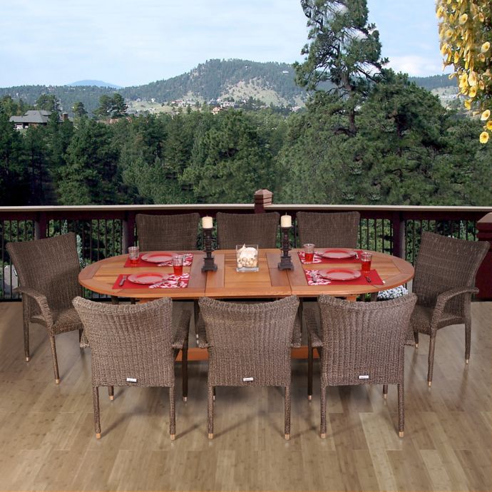 Amazonia Rennaisance 9 Piece Oval Extendable Patio Dining Set Bed Bath Beyond