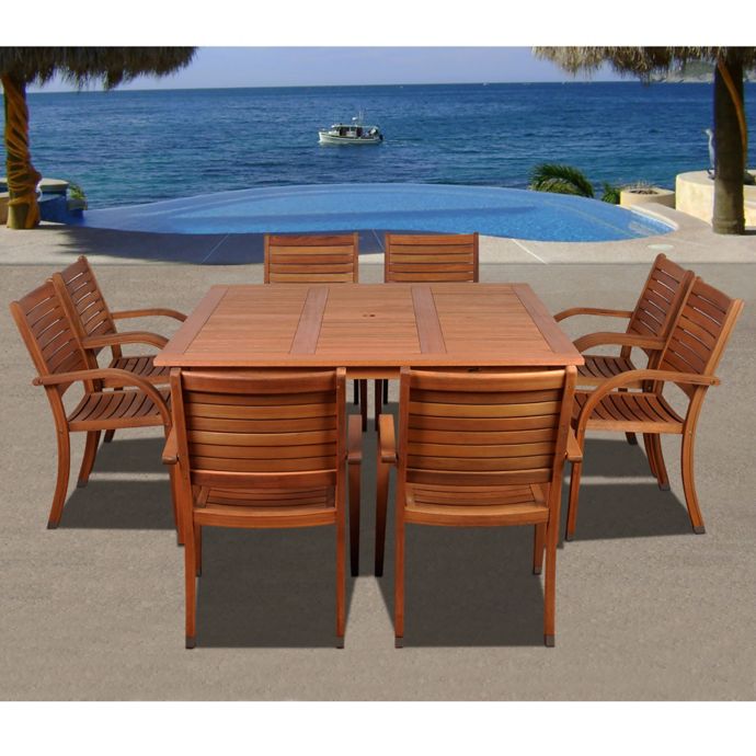 Amazonia Arizona Rectangular Wood Patio Dining Set Bed Bath & Beyond