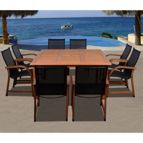 dining patio square outdoor bahamas amazonia piece brown sets eucalyptus sc