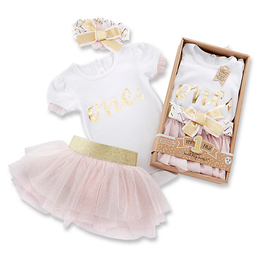 Alternate image 1 for Baby Aspen 12-18M My First Birthday 3-Piece Tutu Outfit in Pink