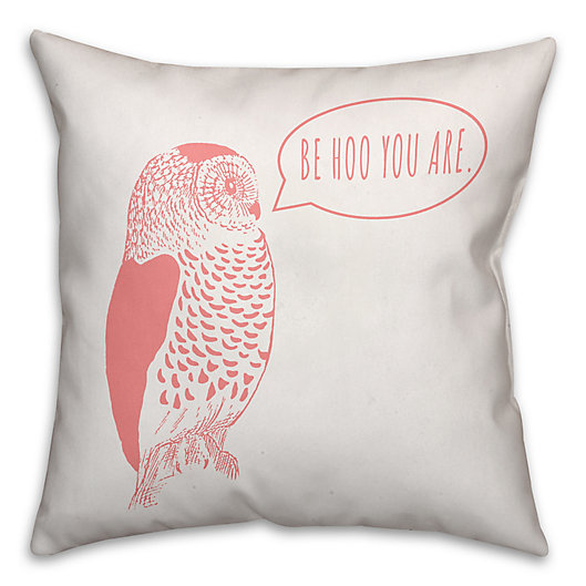 Alternate image 1 for Designs Direct Little Lady Collection Be Hoo You Are Throw Pillow in Coral/White