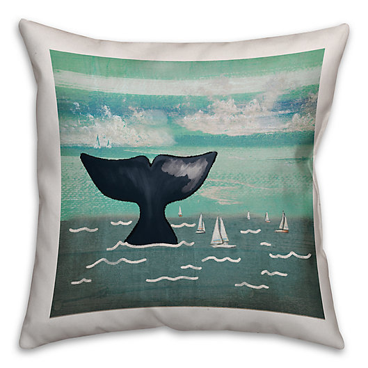 Alternate image 1 for Designs Direct First Mate Collection Whale Tale Throw Pillow in Blue