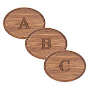 Cutting Board Company 12-Inch x 9-Inch Oval Wood Block Letter Monogram Cheese Board in Walnut