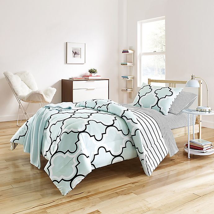 Preppy Fret Reversible Comforter Set in Mint | Bed Bath ...