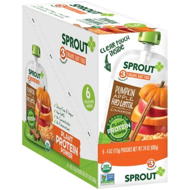 Sprout&reg; 4 oz. Stage 3 Organic Baby Food in Pumpkin, Apple, Red Lentil and Cinnamon. View a larger version of this product image.