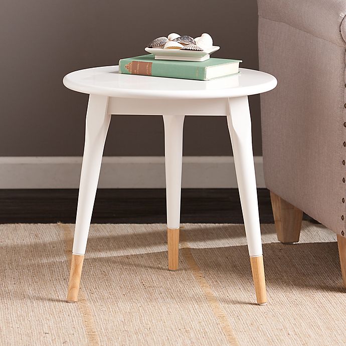 Southern Enterprises Alden Round Side, White Round Accent Table