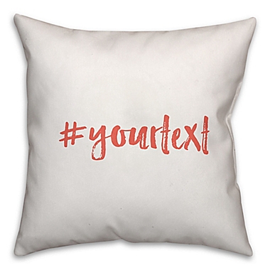 Designs Direct Script Font Hashtag Square Throw Pillow in Pink. View a larger version of this product image.