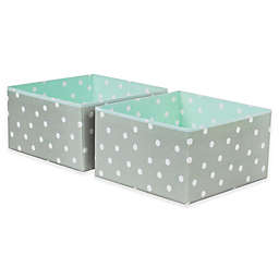 Home Traditions Polka Dot Square Drawer Organizers in Aqua/Grey (Set of 2)