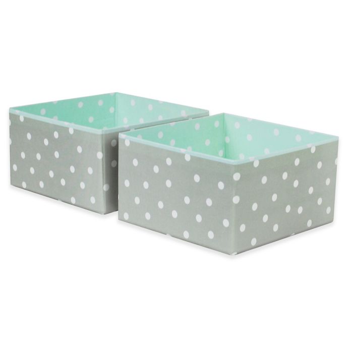 Home Traditions Polka Dot Square Drawer Organizers In Aqua Grey