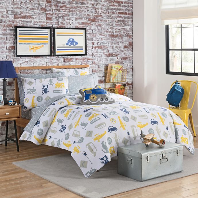 Vcny Lil Traveler Comforter Set In Grey Yellow Buybuy Baby