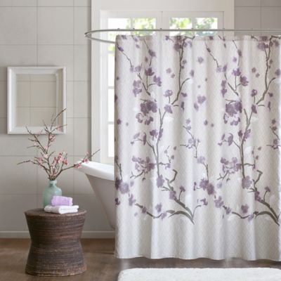 purple and grey shower curtain