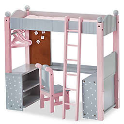 Olivia's Little World Doll Furniture 18-Inch Dots Dorm Double Bunk Desk in Pink/Grey