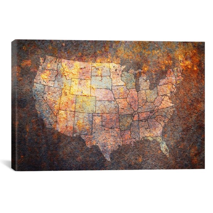 USA Map 26Inch x 18Inch Canvas Wall Art Bed Bath & Beyond
