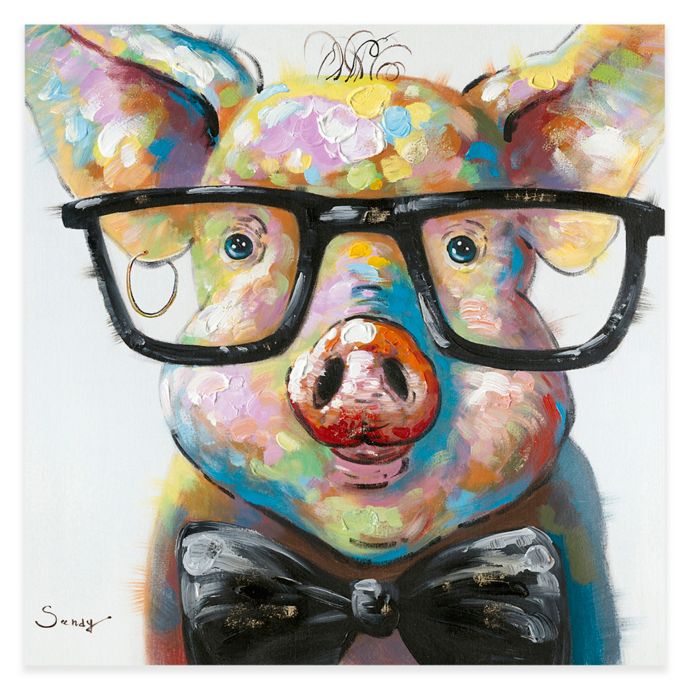 Moe S Home Collection Smart Pig 36 Inch X 36 Inch Canvas Wall Art Bed Bath Beyond