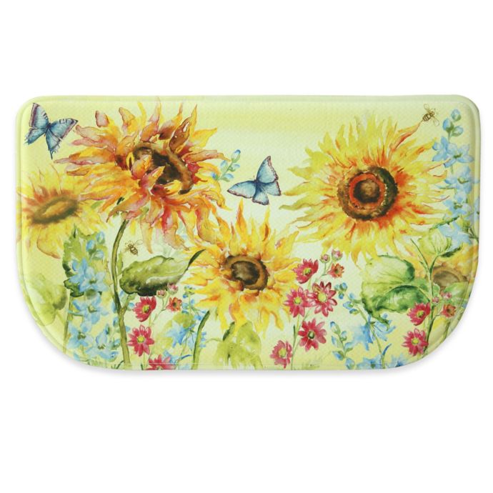 Bacova Watercolor Sunflower Memory Foam Kitchen Mat in