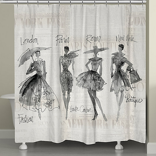Alternate image 1 for Laural Home® Fashion Sketchbook Shower Curtain in Black/Beige