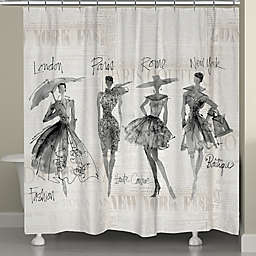 Laural Home® Fashion Sketchbook Shower Curtain in Black/Beige