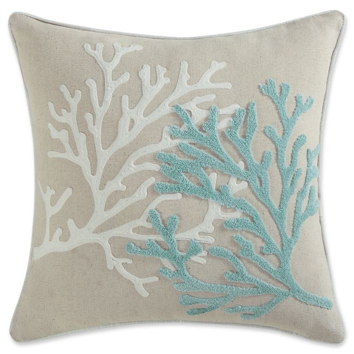 Coastal Living Coral Life Square Throw Pillow In Aqua Bed Bath