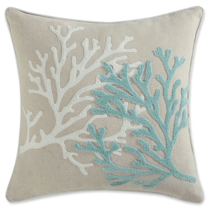 Coastal Living® Coral Life Square Throw Pillow in Aqua