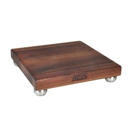 John Boos Walnut Wood Cutting Board with Stainless Steel Bun Feet