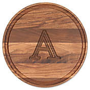Cutting Board Company 10.5-Inch Round Wood Monogram Letter &quot;A&quot; Cheese Board in Walnut