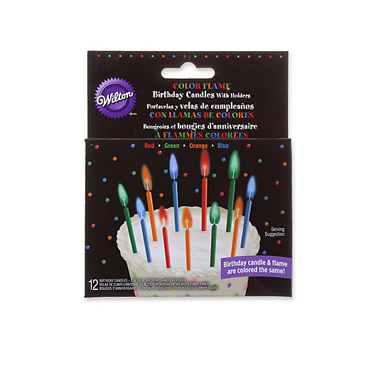 Alternate image 1 for Wilton® Color Flame Candles with Holders (Set of 12)