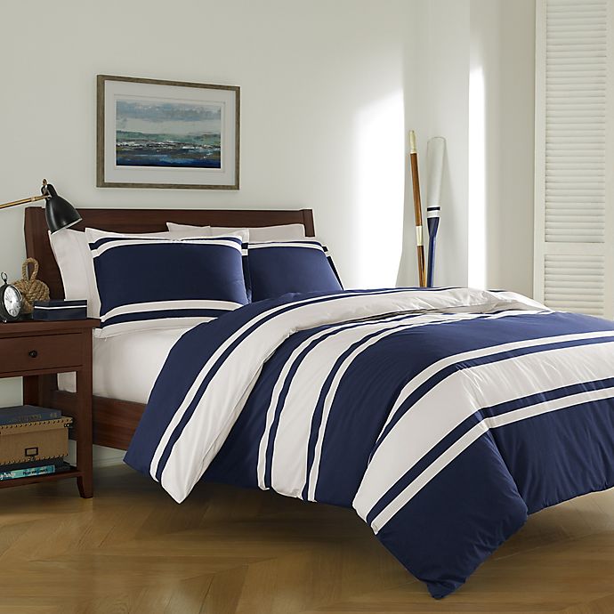 Rylan Rugby Stripe Reversible Comforter, Rugby Stripe Bedding Navy