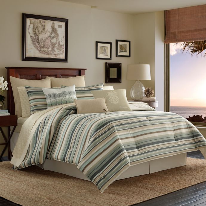 Tommy Bahama Canvas Stripe Reversible Duvet Cover Set Bed Bath