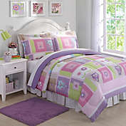 Happy Owls 3-Piece Full/Queen Comforter Set in Pink/Purple