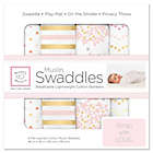 Alternate image 0 for SwaddleDesigns&reg; 4-Pack Heavenly Floral Muslin Swaddles in White/Pink