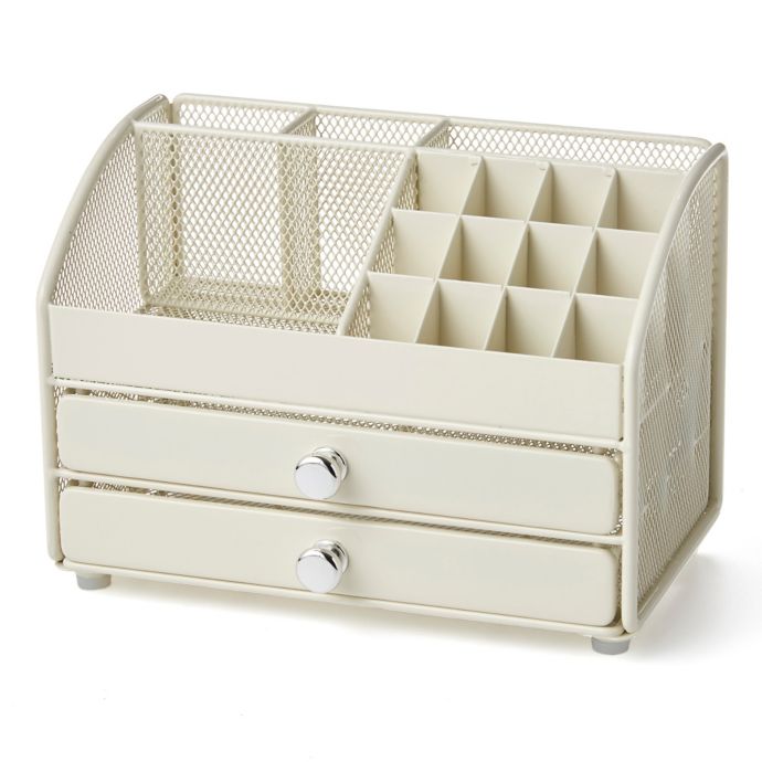 Mesh 2Drawer Cosmetic Organizer in Cream Bed Bath & Beyond