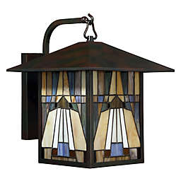 Quoizel Inglenook 1-Light Outdoor Wall Lantern in Valiant Bronze with Glass Shade