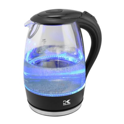 glass kettle blue light