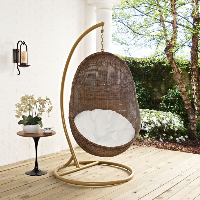 Modway Bean Patio Stand Alone Swing Chair In Coffee White