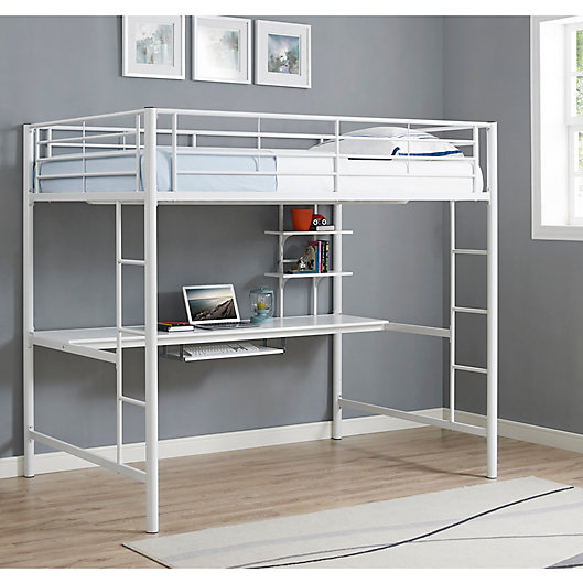 Alternate image 1 for Forest Gate Riley Full Size Metal Loft Bed with Desk in White