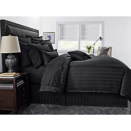 Wamsutta® 500-Thread-Count PimaCott® Damask Stripe King Duvet Cover Set in Black