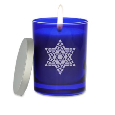 Carved Solutions Gem Collection Star of David Glass Jar Candle in Sapphire