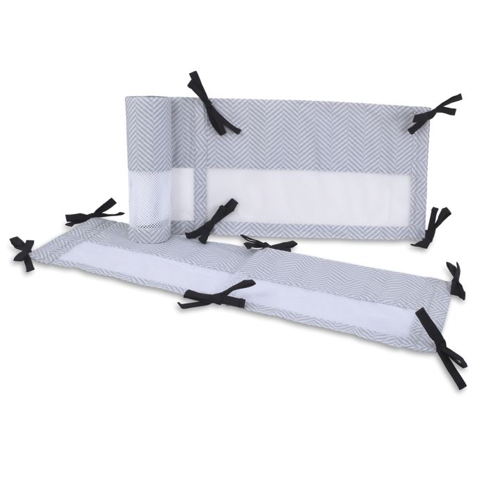 Nojo Roar 4 Piece Chevron Crib Bumper Set In Grey White Buybuy Baby