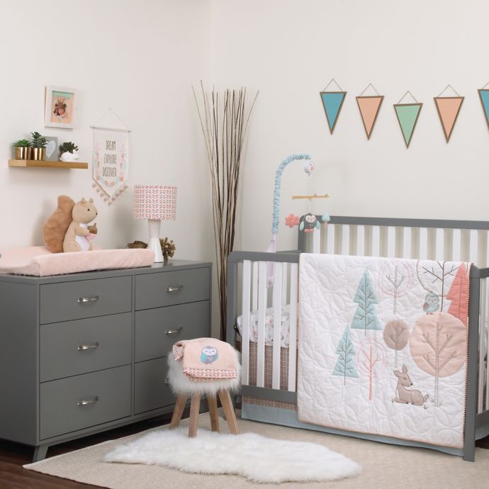 Carter S Woodland Meadow 3 Piece Crib Bedding In Aqua Grey