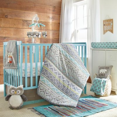 teal and grey baby bedding