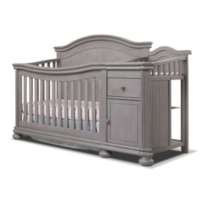 grey convertible crib with changing table