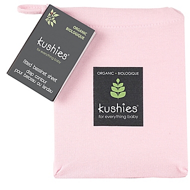 Kushies&reg; Organic Cotton Jersey Bassinet/Carriage Pad Fitted Sheet in Pink. View a larger version of this product image.